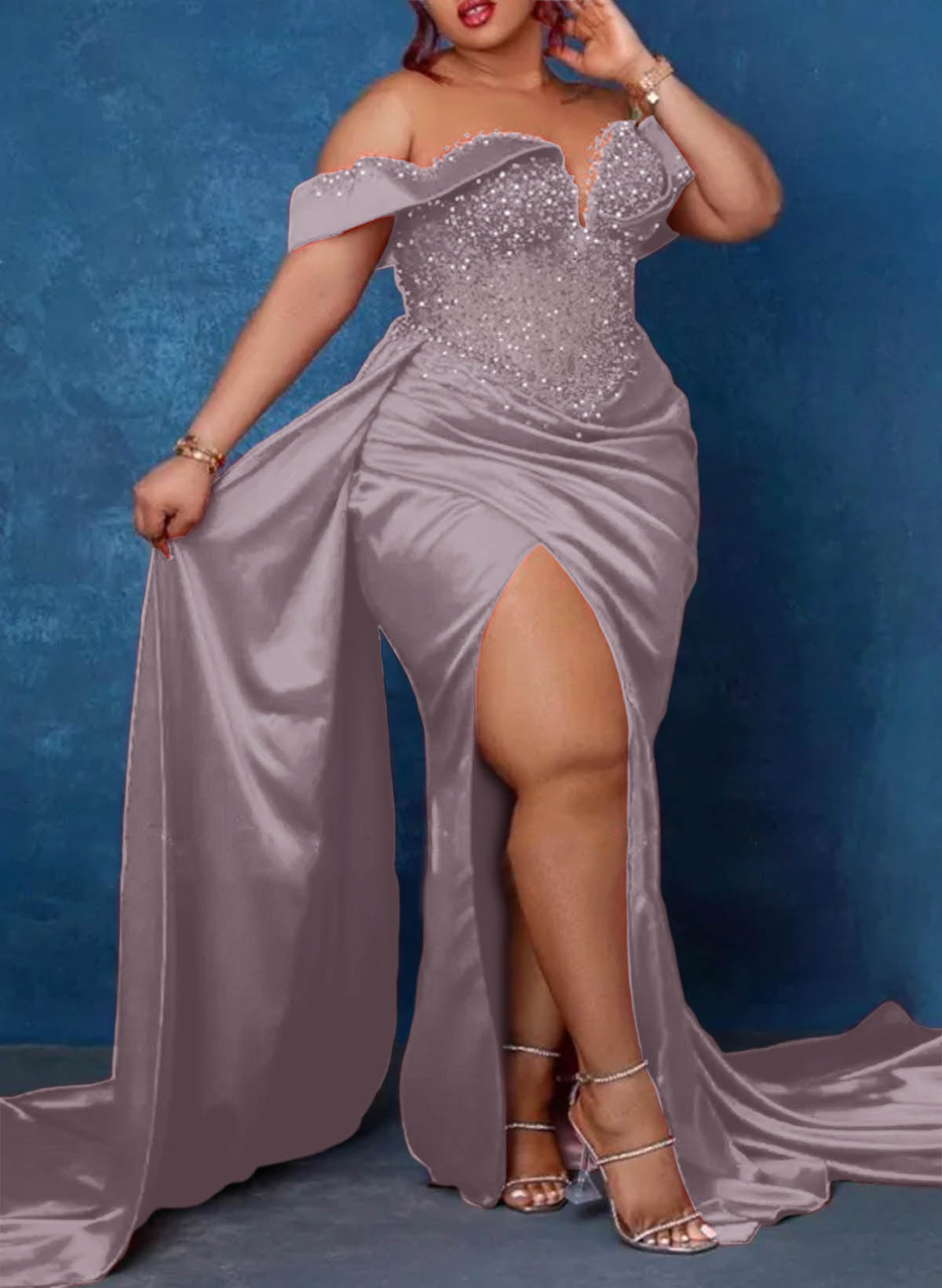 Trumpet/Mermaid Sweetheart Silk Like Satin Bridesmaid Dresses With High Split, product image 21