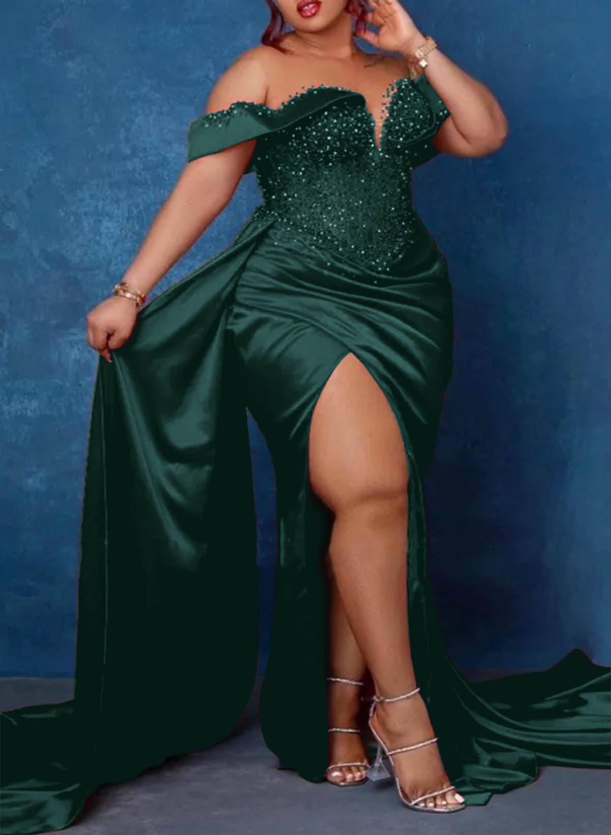 Trumpet/Mermaid Sweetheart Silk Like Satin Bridesmaid Dresses With High Split, product image 53