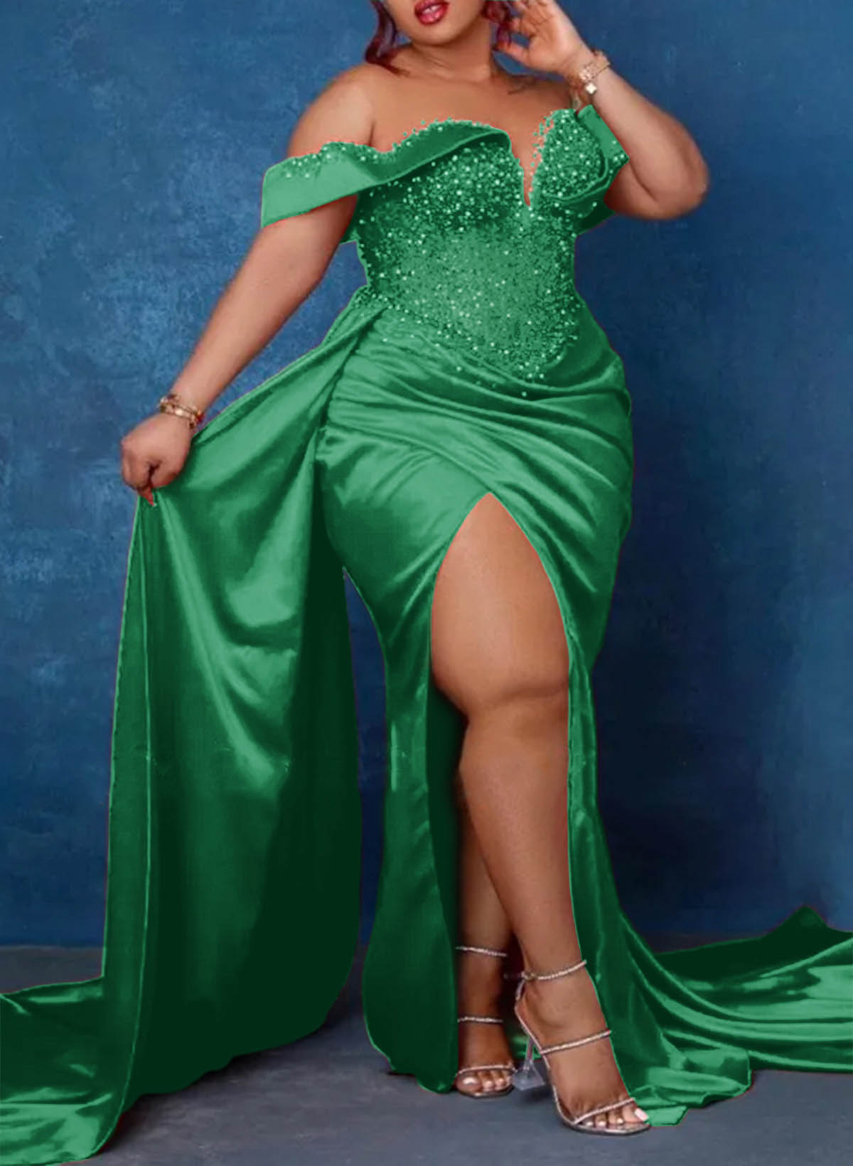 Trumpet/Mermaid Sweetheart Silk Like Satin Bridesmaid Dresses With High Split, product image 52