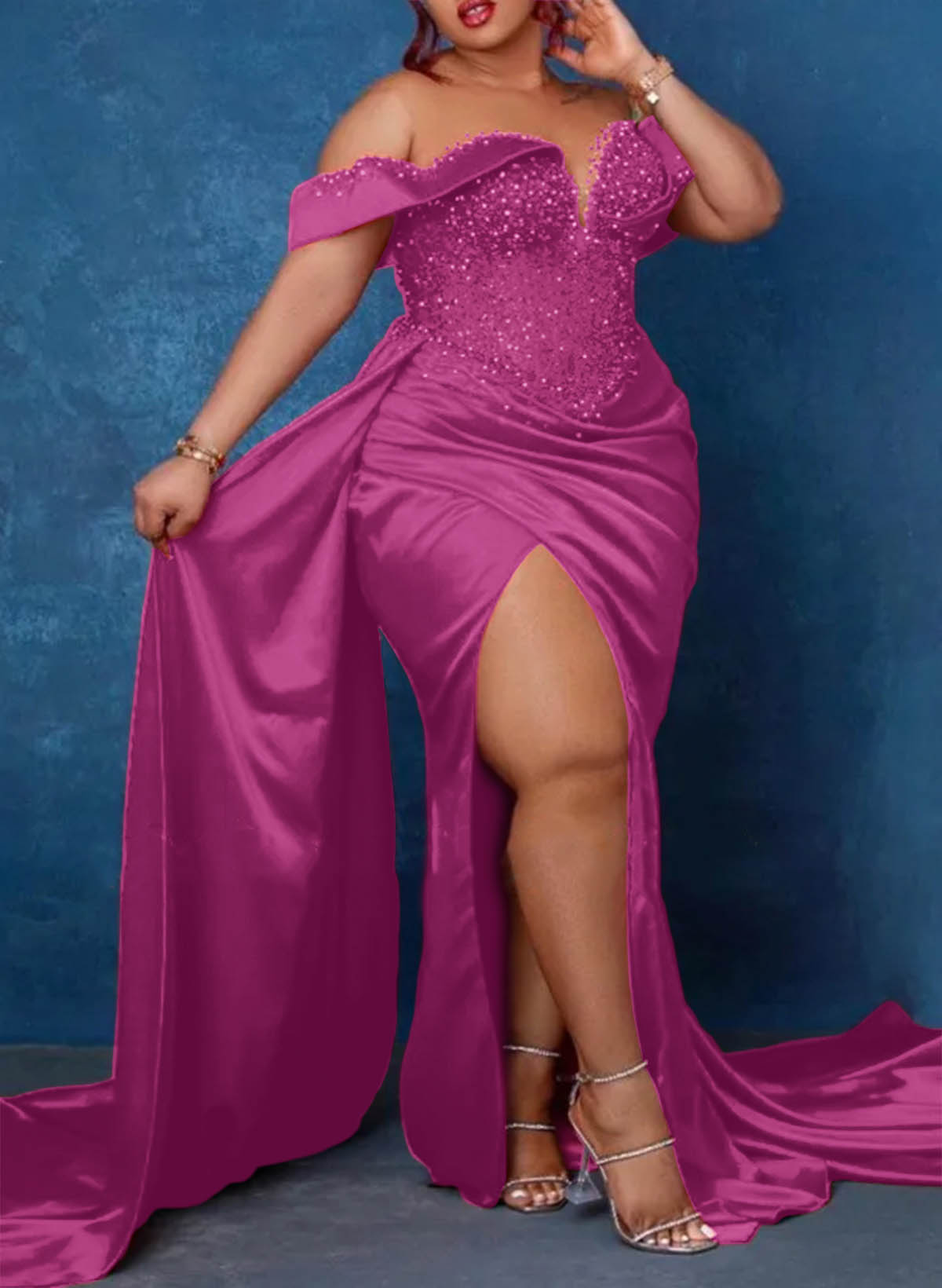 Trumpet/Mermaid Sweetheart Silk Like Satin Bridesmaid Dresses With High Split, product image 36