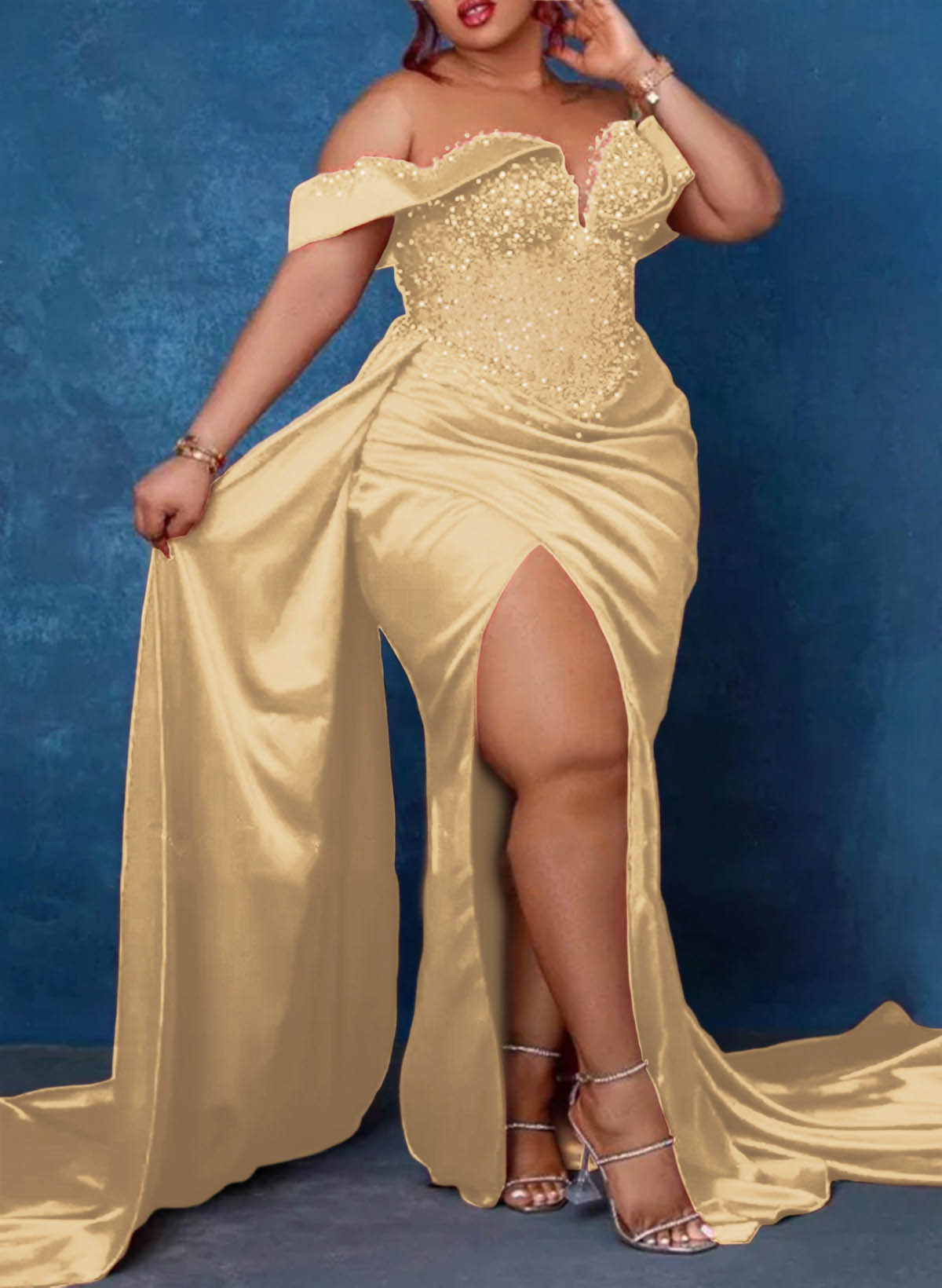 Trumpet/Mermaid Sweetheart Silk Like Satin Bridesmaid Dresses With High Split, product image 39