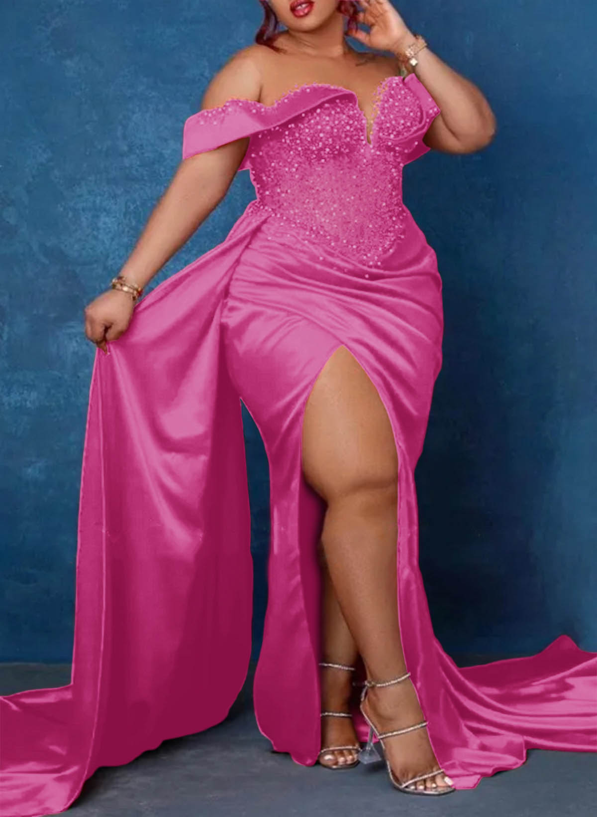Trumpet/Mermaid Sweetheart Silk Like Satin Bridesmaid Dresses With High Split, product image 49