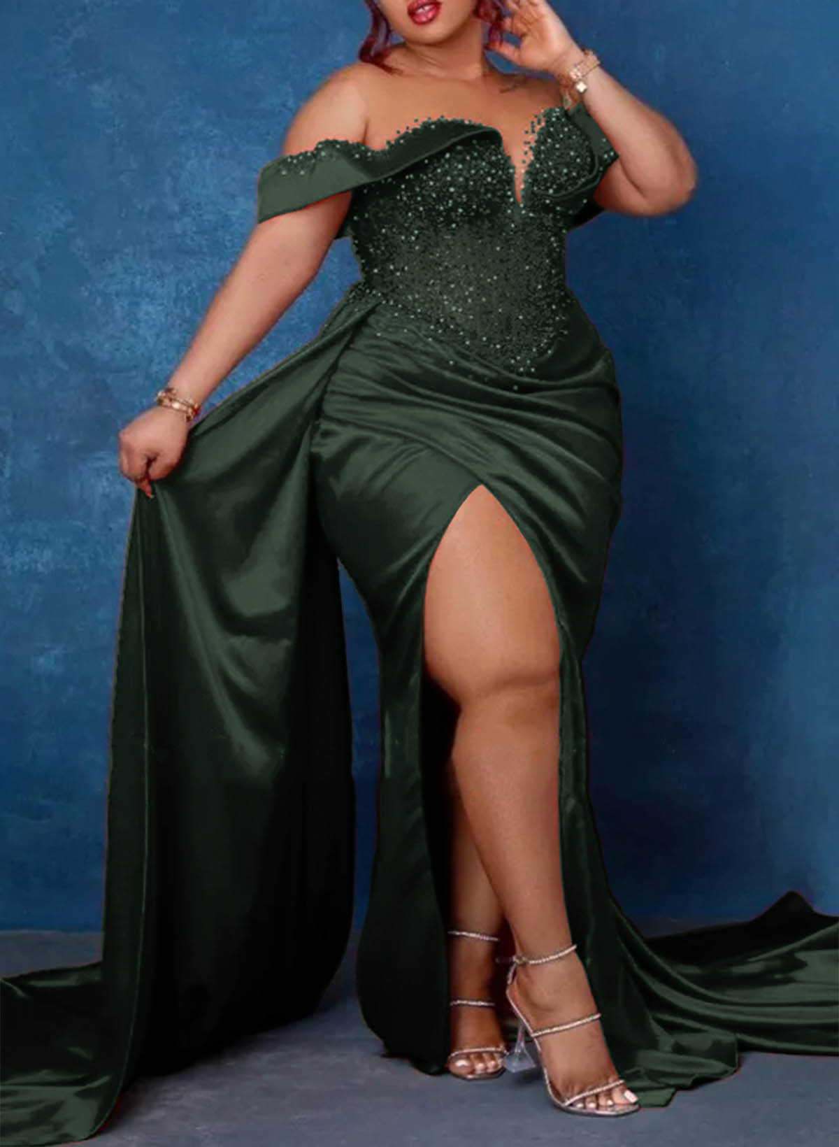 Trumpet/Mermaid Sweetheart Silk Like Satin Bridesmaid Dresses With High Split, product image 32