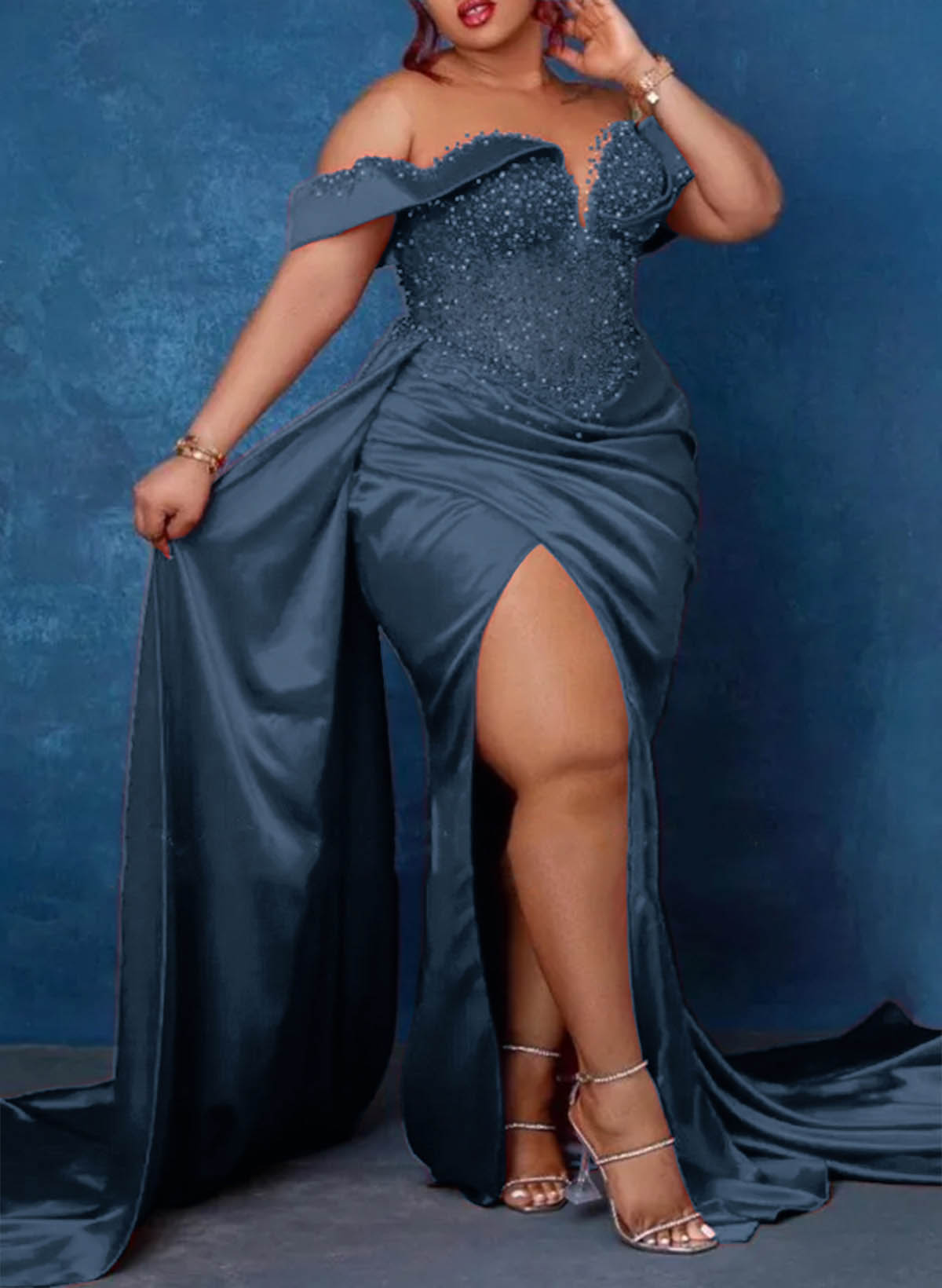 Trumpet/Mermaid Sweetheart Silk Like Satin Bridesmaid Dresses With High Split, product image 28