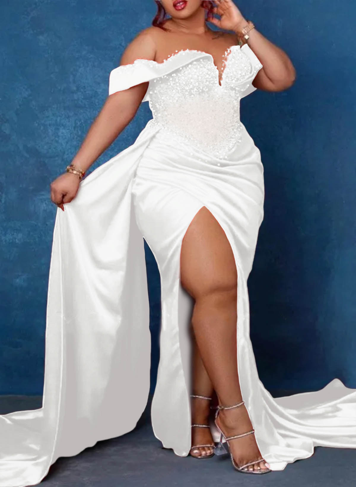 Trumpet/Mermaid Sweetheart Silk Like Satin Bridesmaid Dresses With High Split, product image 25
