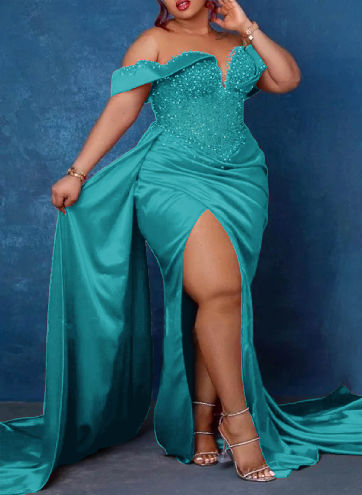 Trumpet/Mermaid Sweetheart Silk Like Satin Bridesmaid Dresses With High Split, product image 31