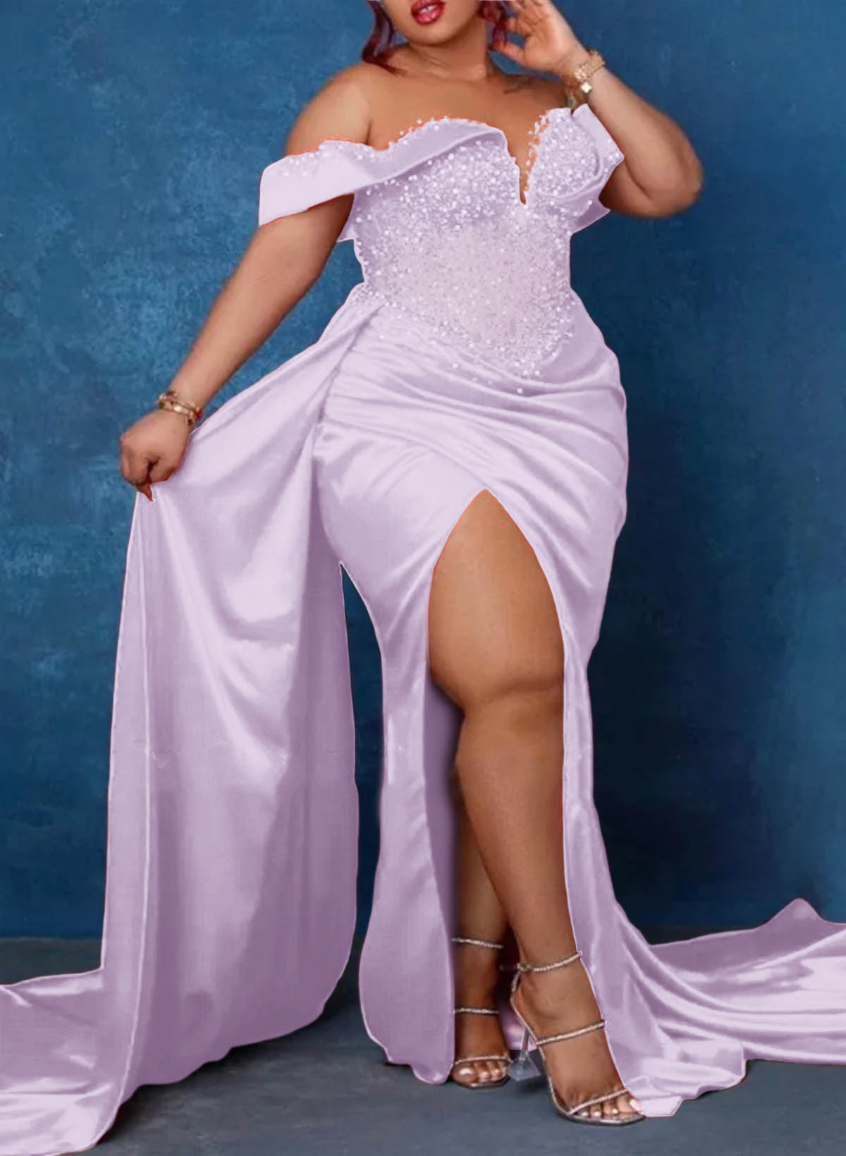 Trumpet/Mermaid Sweetheart Silk Like Satin Bridesmaid Dresses With High Split, product image 20