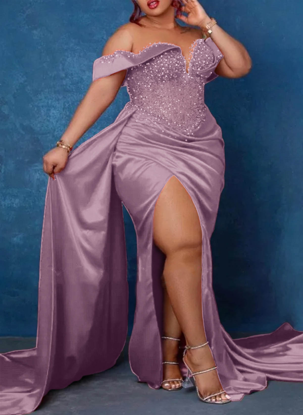 Trumpet/Mermaid Sweetheart Silk Like Satin Bridesmaid Dresses With High Split, product image 35
