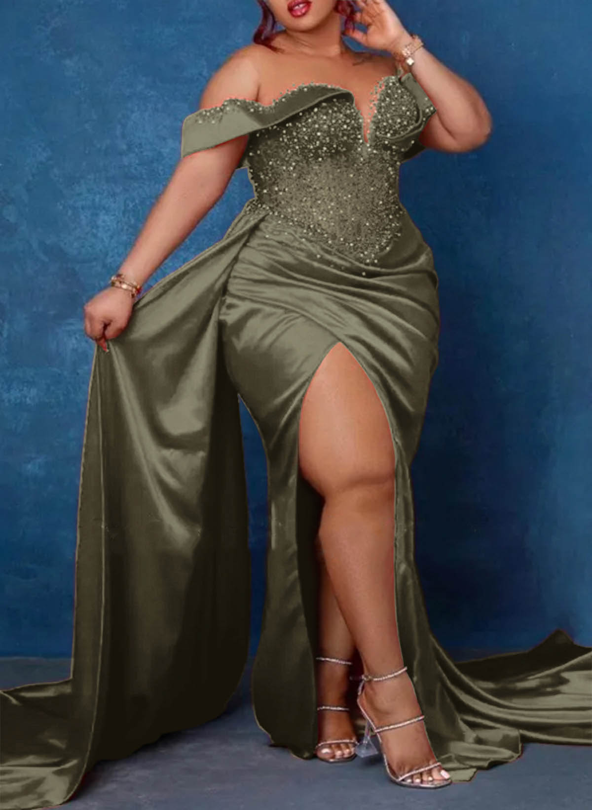 Trumpet/Mermaid Sweetheart Silk Like Satin Bridesmaid Dresses With High Split, product image 50