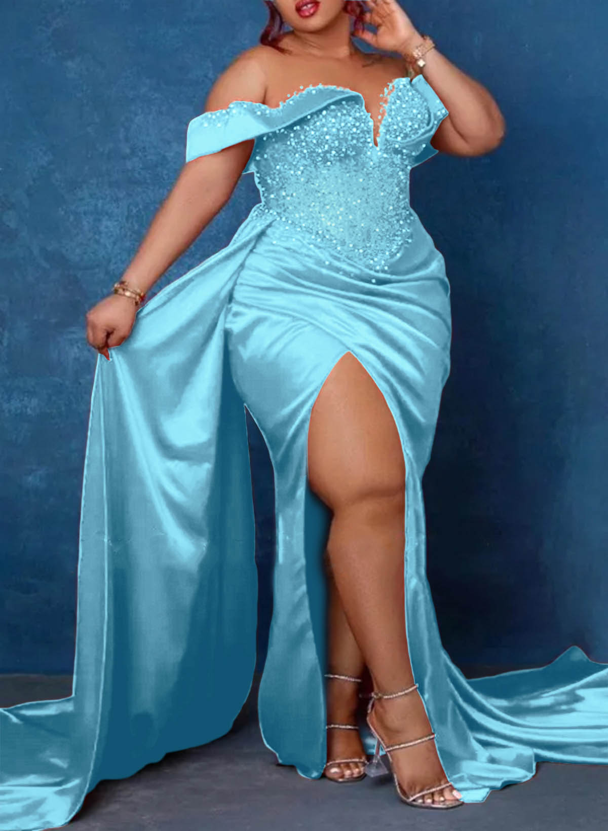Trumpet/Mermaid Sweetheart Silk Like Satin Bridesmaid Dresses With High Split, product image 43