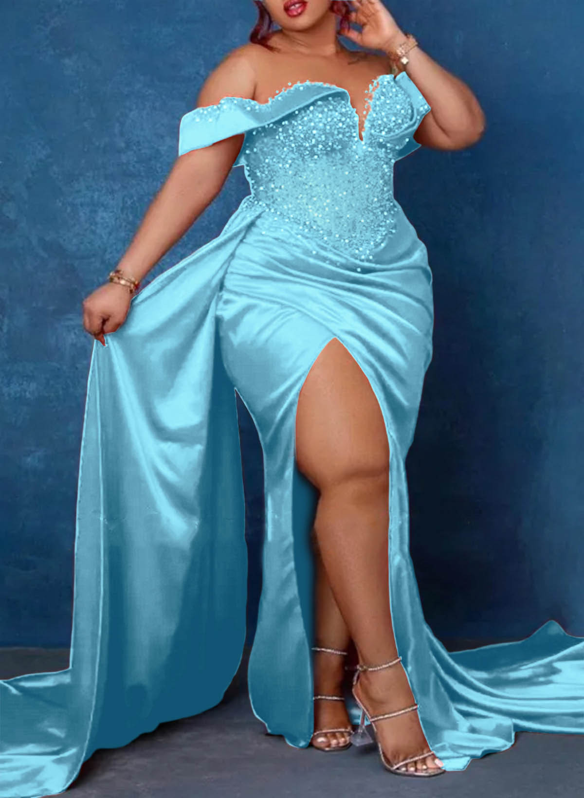 Trumpet/Mermaid Sweetheart Silk Like Satin Bridesmaid Dresses With High Split, product image 43