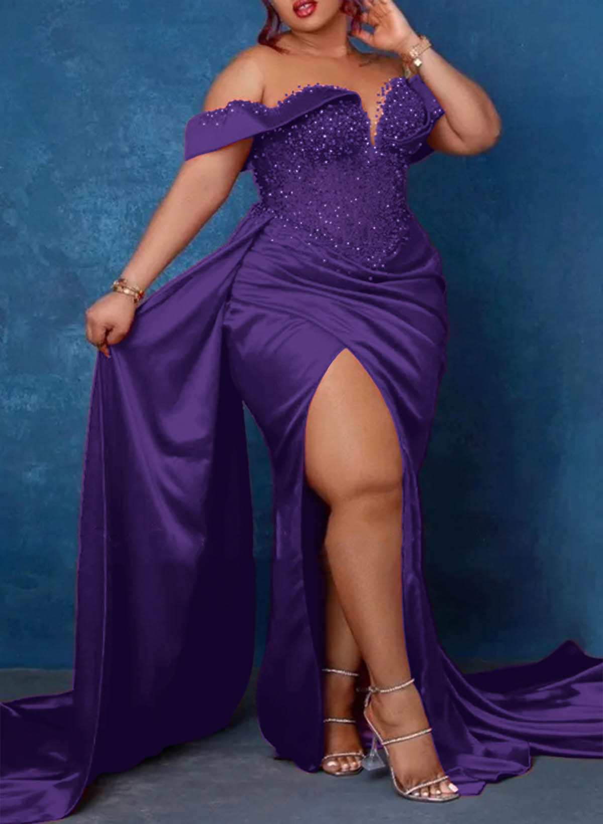 Trumpet/Mermaid Sweetheart Silk Like Satin Bridesmaid Dresses With High Split, product image 34