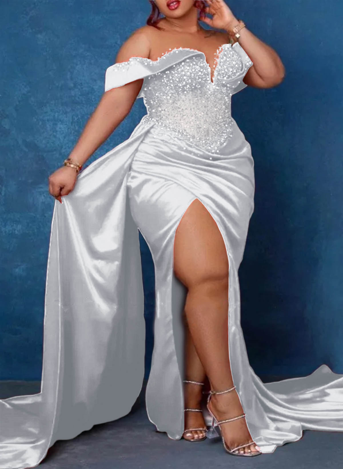 Trumpet/Mermaid Sweetheart Silk Like Satin Bridesmaid Dresses With High Split, product image 18