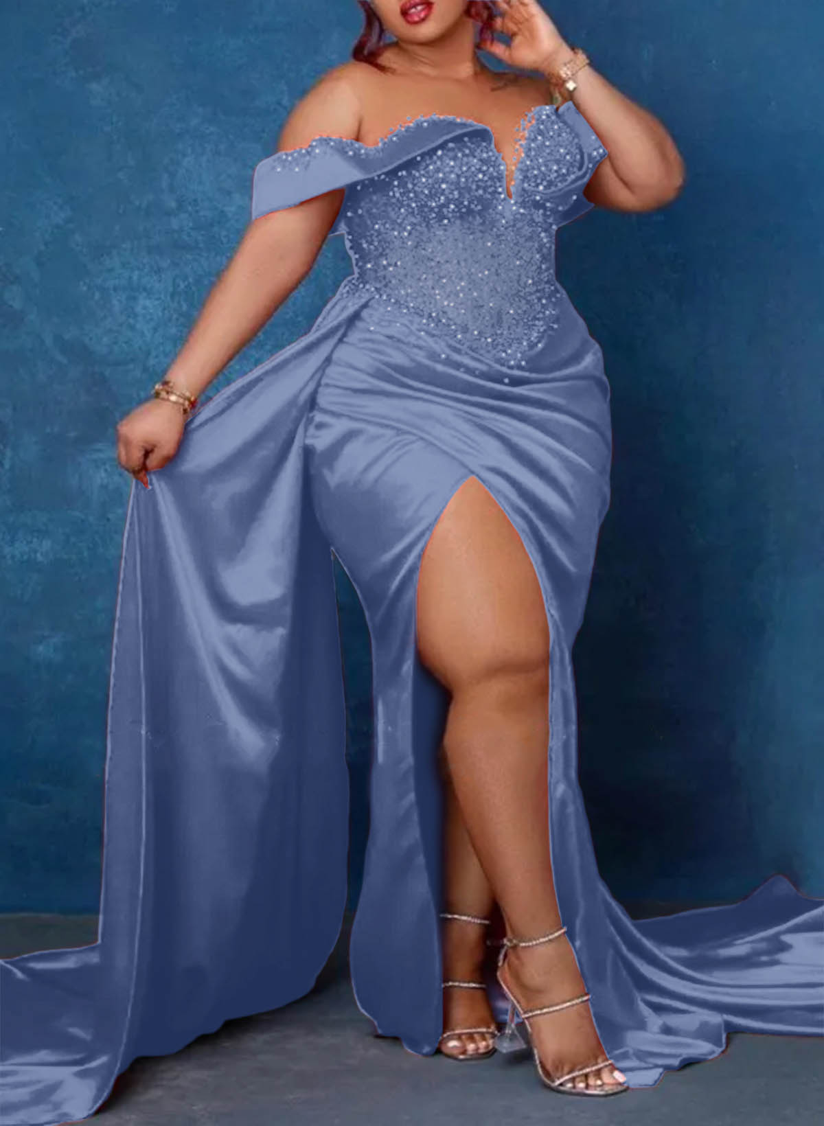 Trumpet/Mermaid Sweetheart Silk Like Satin Bridesmaid Dresses With High Split, product image 13