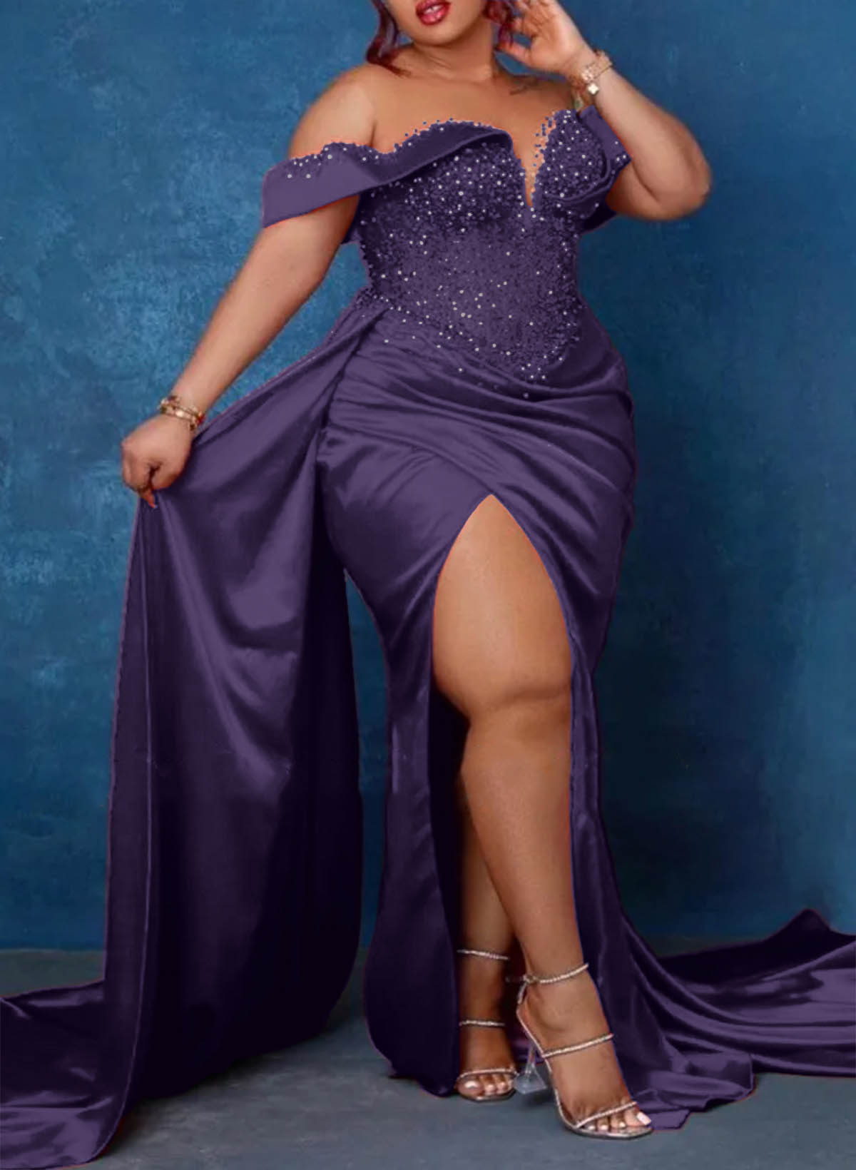 Trumpet/Mermaid Sweetheart Silk Like Satin Bridesmaid Dresses With High Split, product image 37