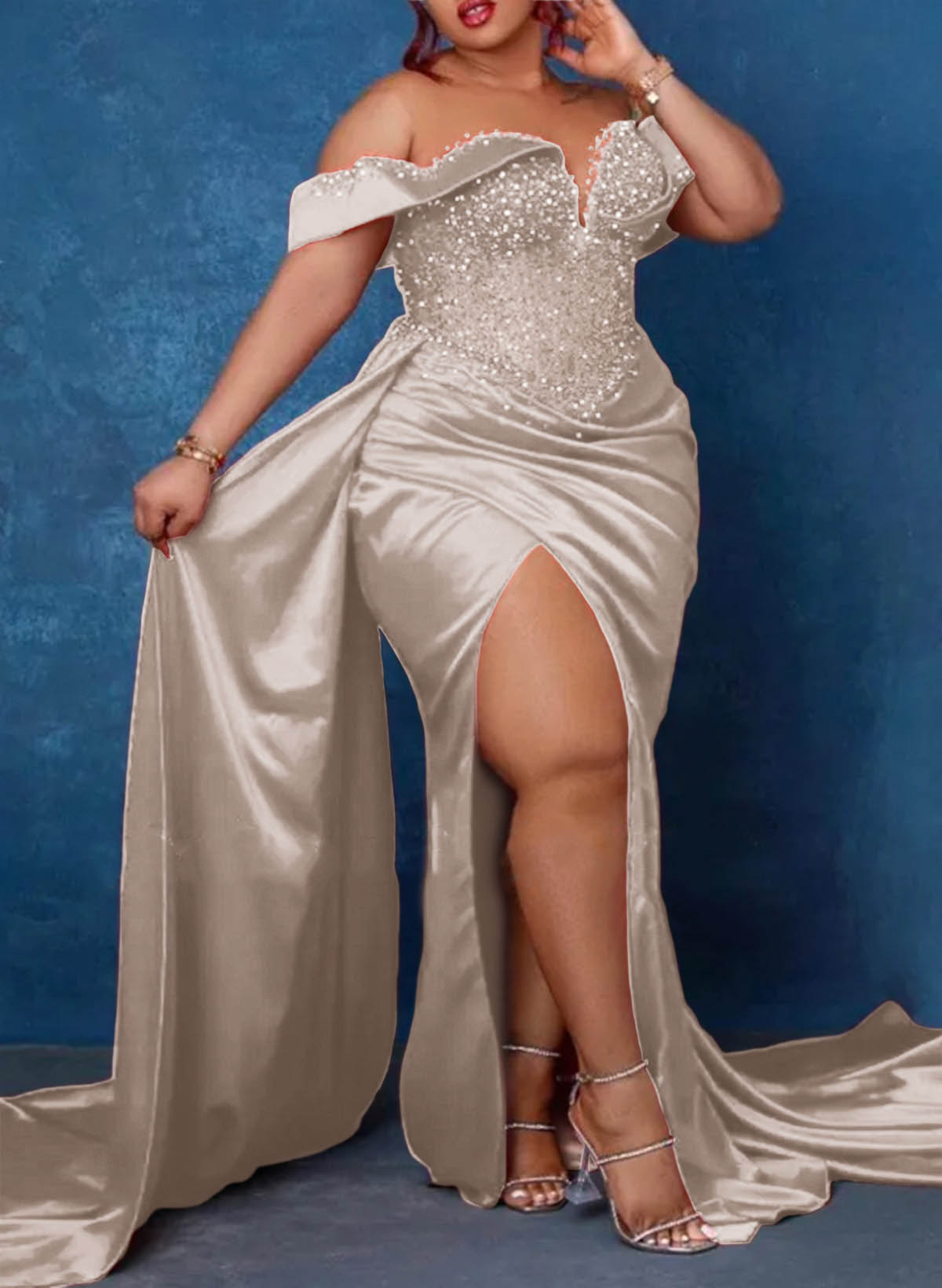 Trumpet/Mermaid Sweetheart Silk Like Satin Bridesmaid Dresses With High Split, product image 33