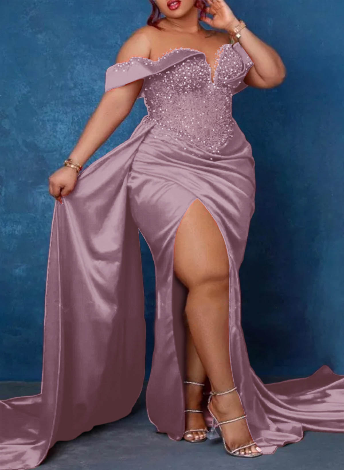 Trumpet/Mermaid Sweetheart Silk Like Satin Bridesmaid Dresses With High Split, product image 24