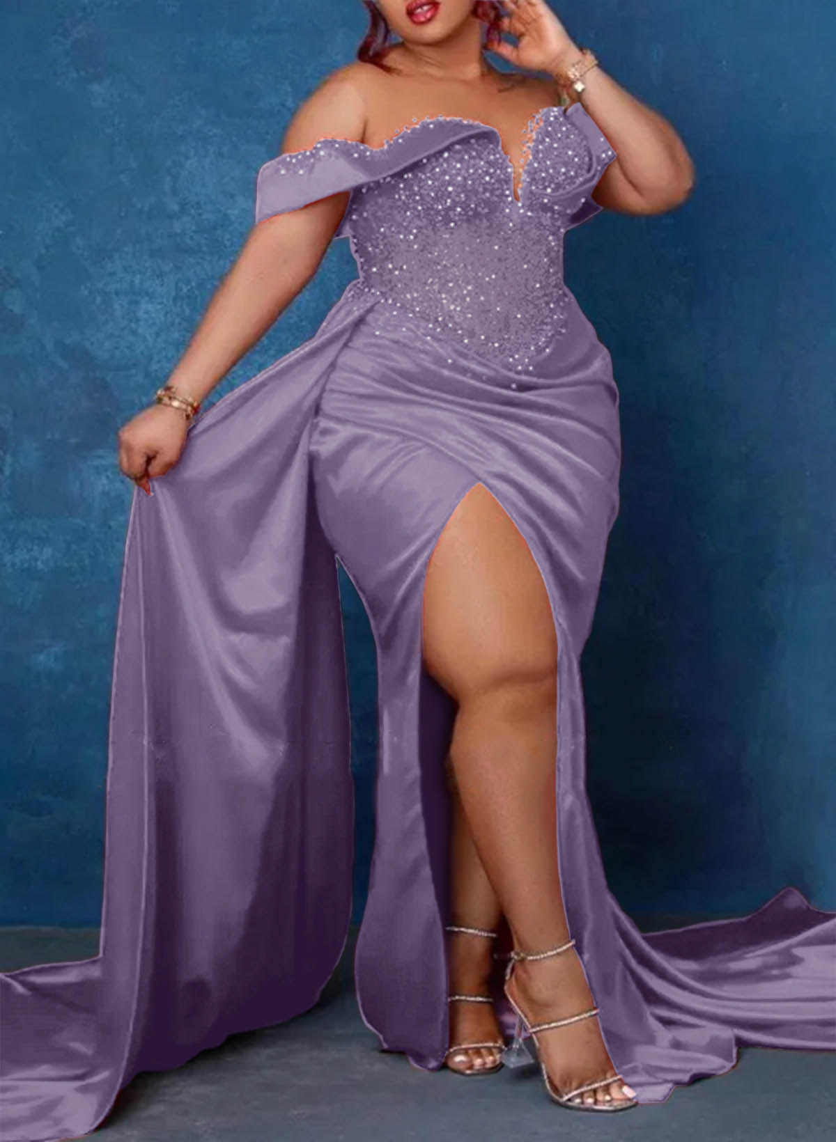 Trumpet/Mermaid Sweetheart Silk Like Satin Bridesmaid Dresses With High Split, product image 16