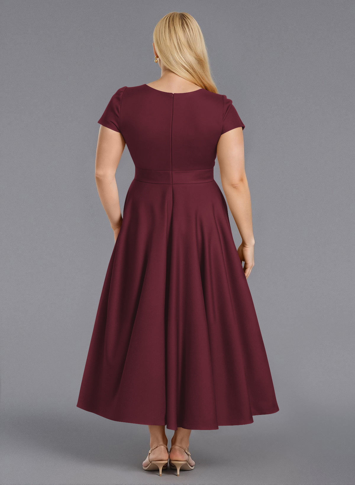 Classic V-Neck Short Sleeves Flower(s) A-Line Ankle-Length Satin Bridesmaid Dresses With Pockets, product image 253