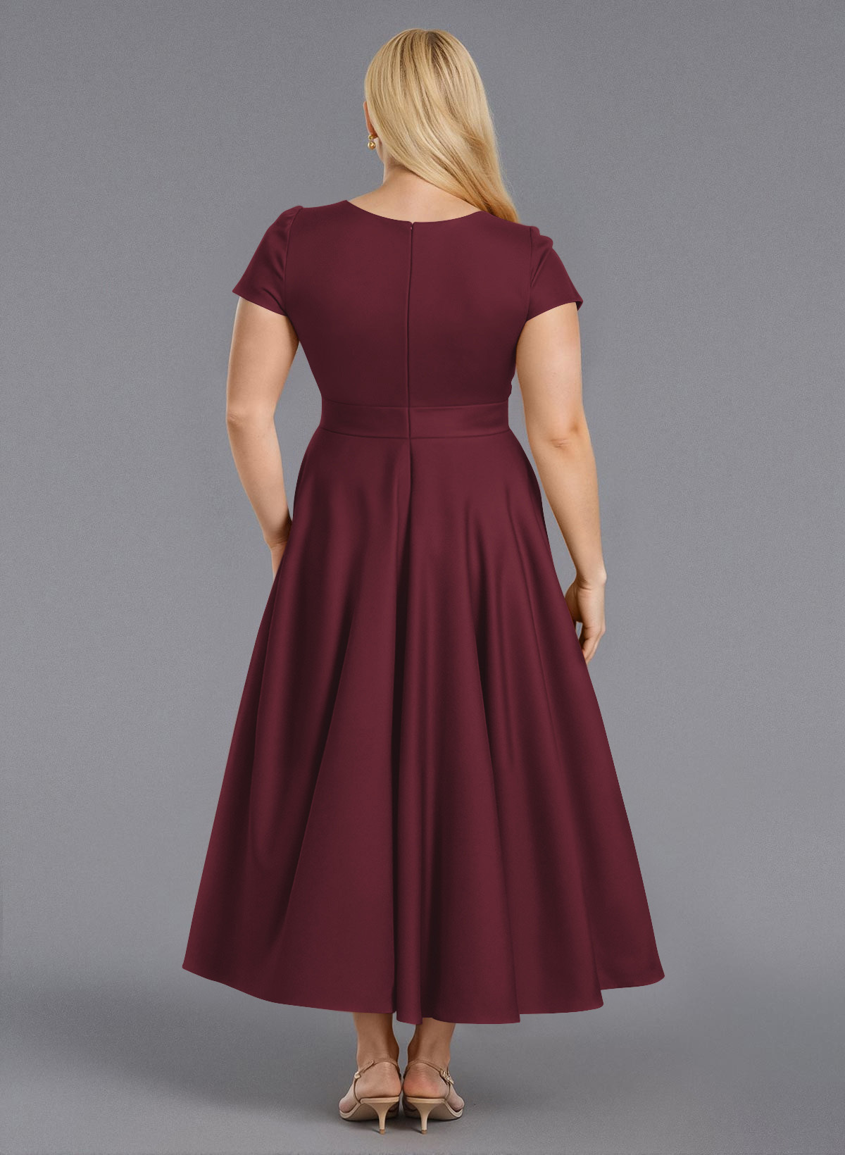 Classic V-Neck Short Sleeves Flower(s) A-Line Ankle-Length Satin Bridesmaid Dresses With Pockets, product image 253