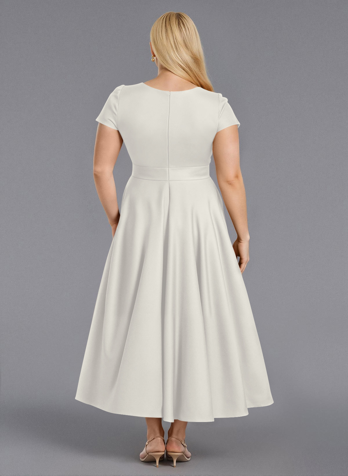 Classic V-Neck Short Sleeves Flower(s) A-Line Ankle-Length Satin Bridesmaid Dresses With Pockets, product image 173
