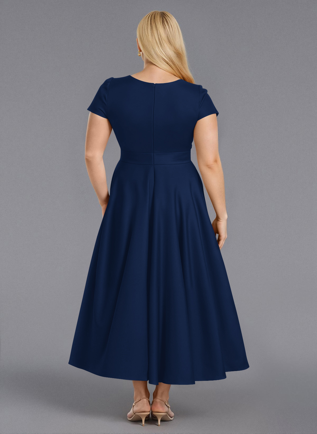 Classic V-Neck Short Sleeves Flower(s) A-Line Ankle-Length Satin Bridesmaid Dresses With Pockets, product image 275
