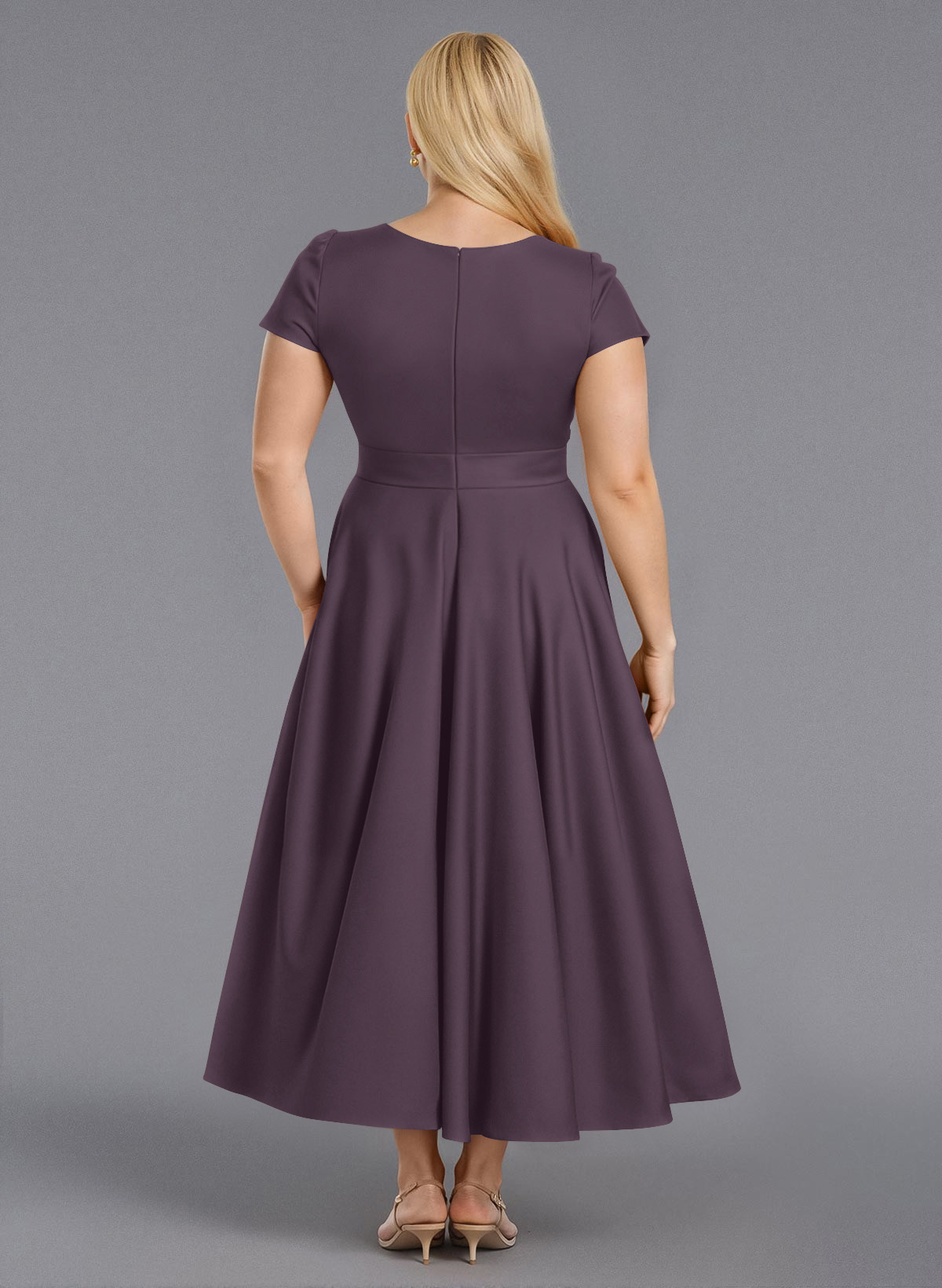 Classic V-Neck Short Sleeves Flower(s) A-Line Ankle-Length Satin Bridesmaid Dresses With Pockets, product image 161
