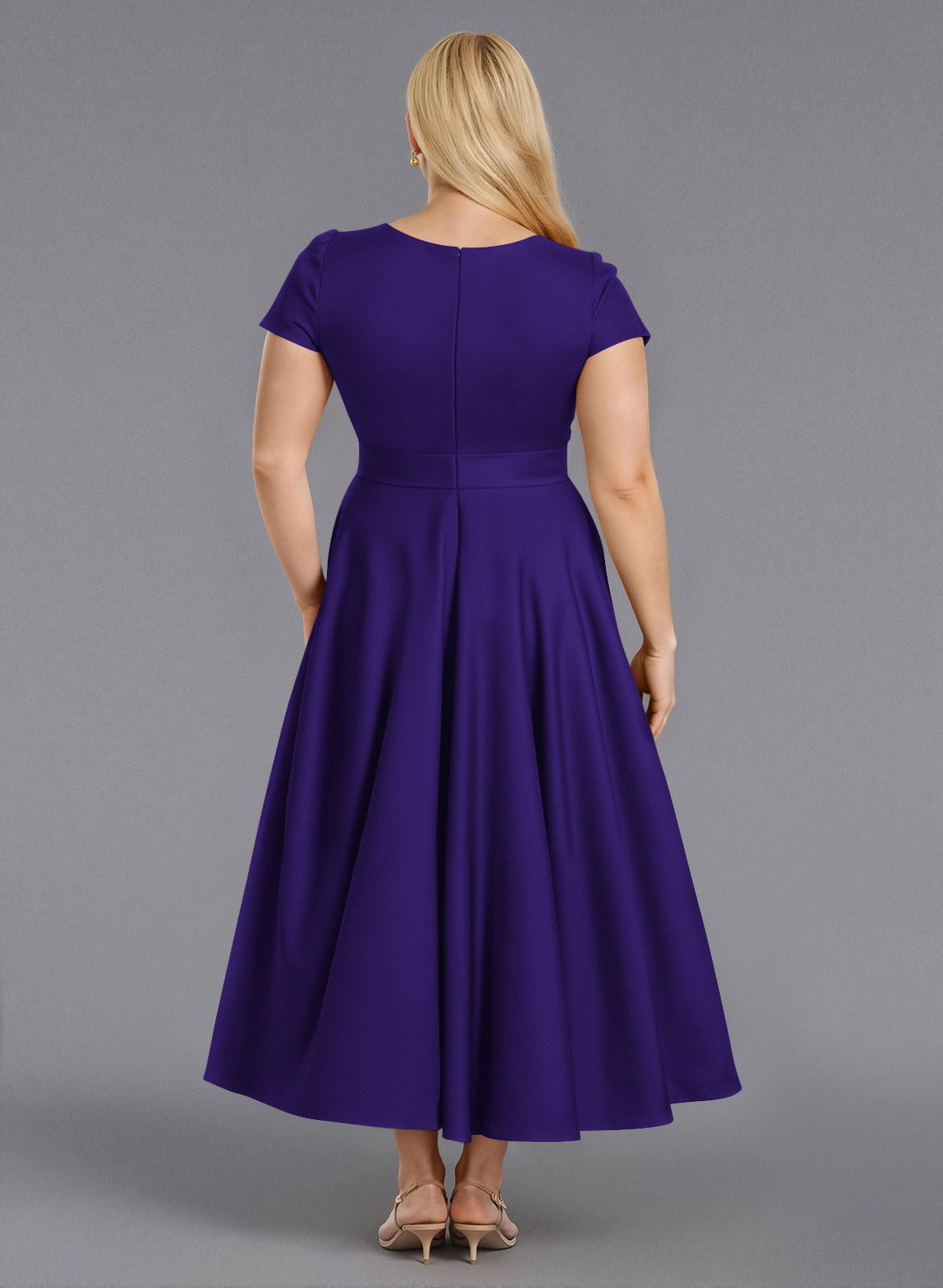 Classic V-Neck Short Sleeves Flower(s) A-Line Ankle-Length Satin Bridesmaid Dresses With Pockets, product image 205