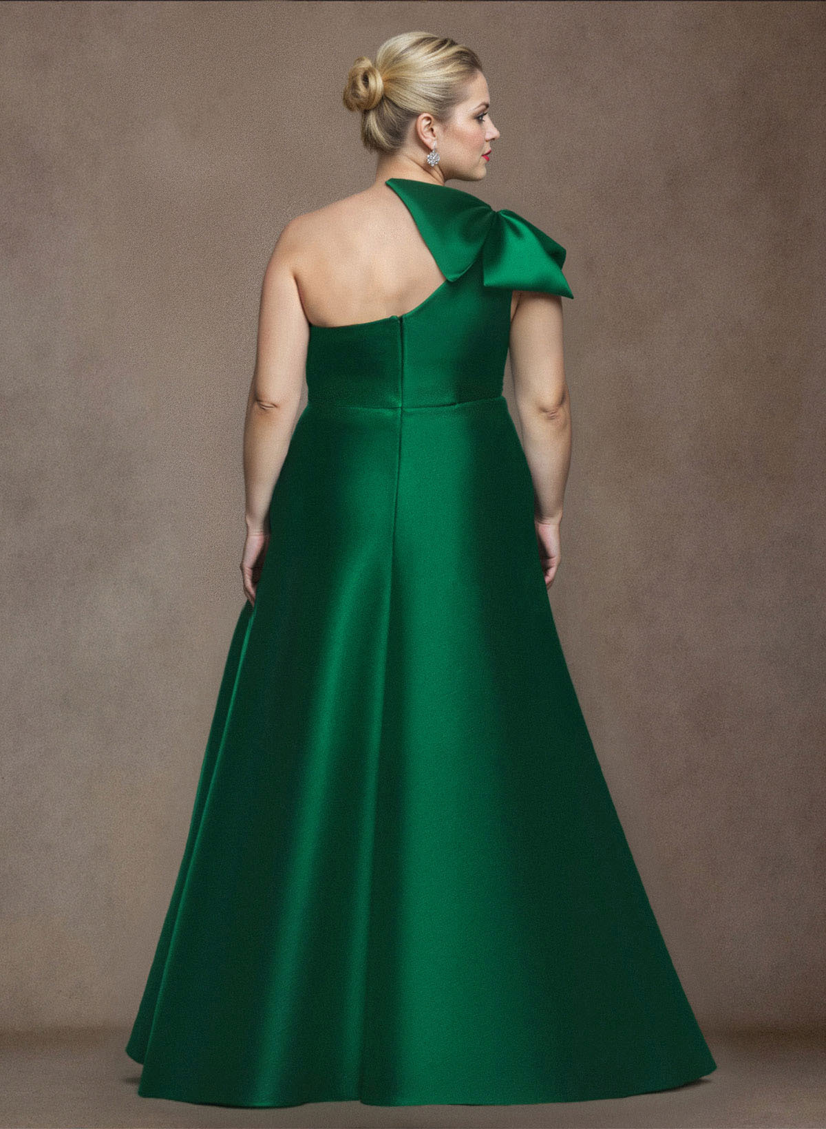 A-Line One-Shoulder Satin Mother Of The Bride Dresses With Bow(s)/Pockets