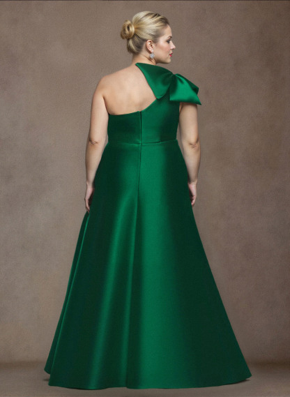 A-Line One-Shoulder Satin Mother Of The Bride Dresses With Bow(s)/Pockets