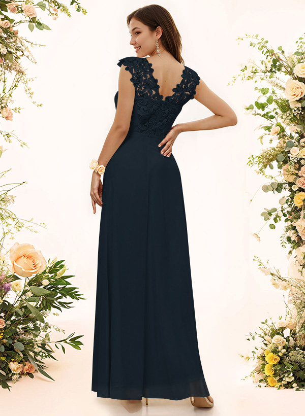 Sheath Sweetheart Sleeveless Floor-Length Chiffon Bridesmaid Dresses With Lace, product image 6