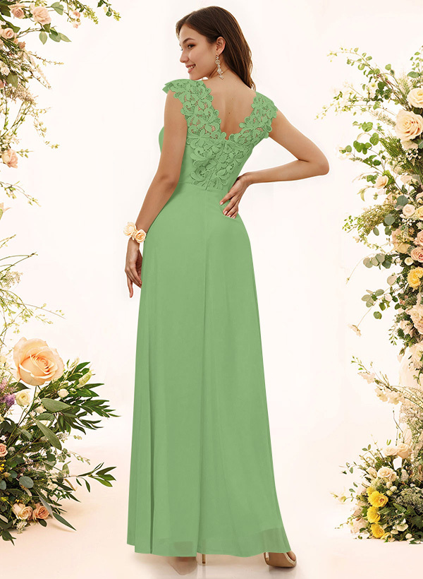 Sheath Sweetheart Sleeveless Floor-Length Chiffon Bridesmaid Dresses With Lace, product image 207