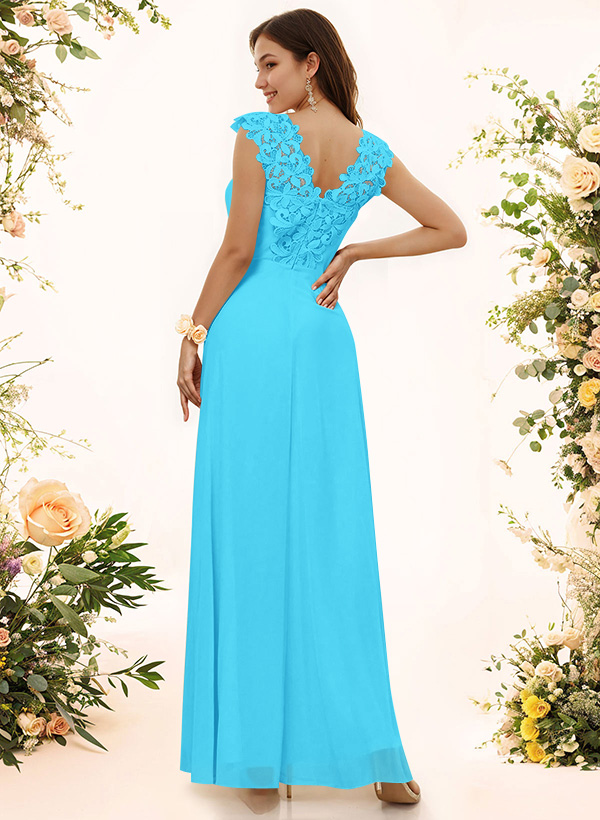 Sheath Sweetheart Sleeveless Floor-Length Chiffon Bridesmaid Dresses With Lace, product image 30