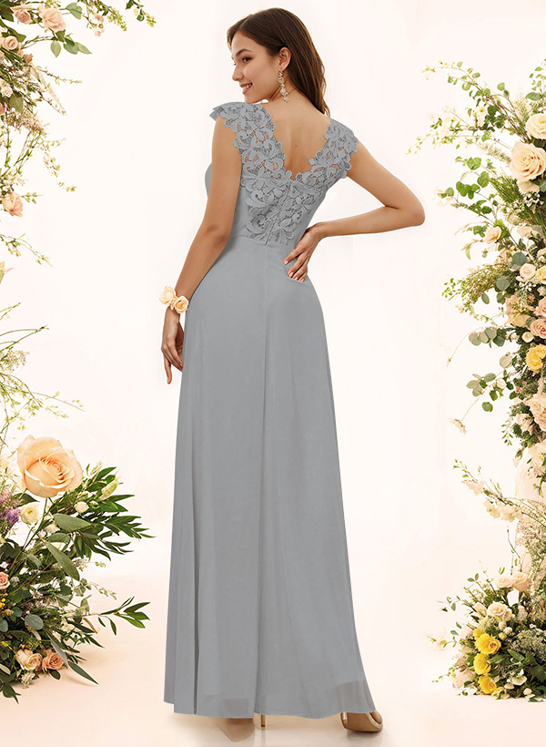 Sheath Sweetheart Sleeveless Floor-Length Chiffon Bridesmaid Dresses With Lace, product image 180