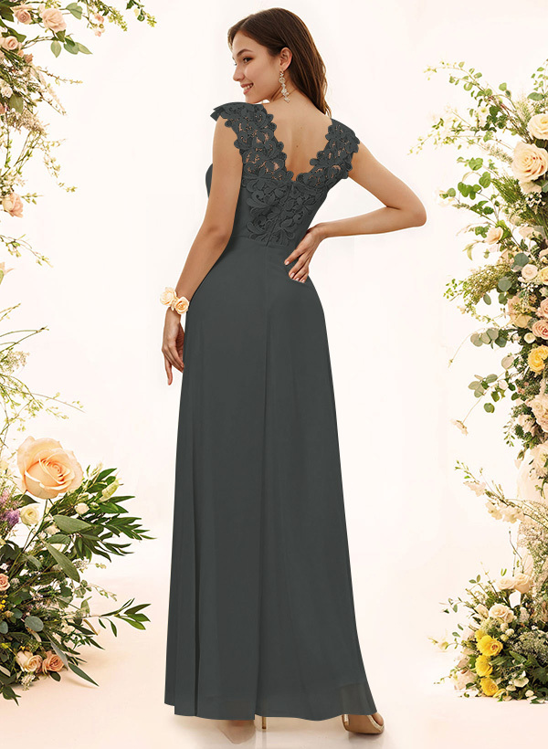 Sheath Sweetheart Sleeveless Floor-Length Chiffon Bridesmaid Dresses With Lace, product image 183