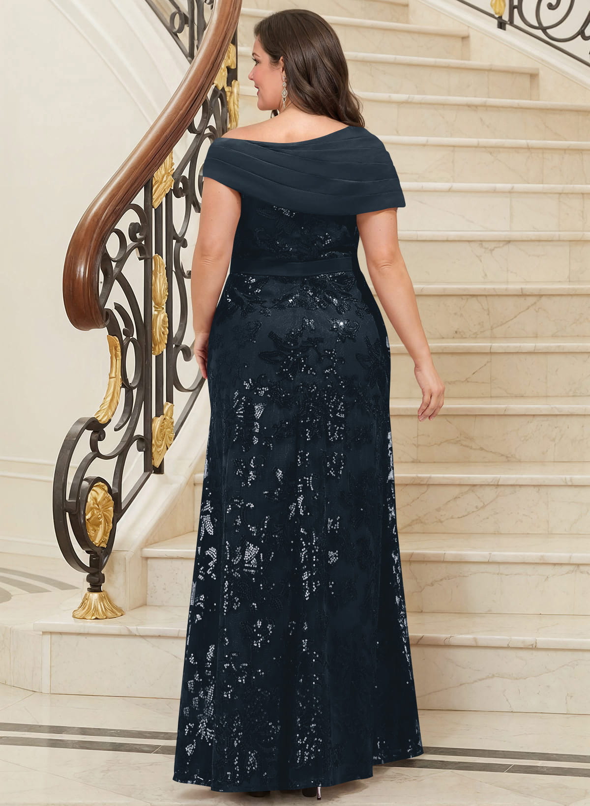 Bedazzled Asymmetrical Wrap Off Shoulder Mother Of The Bride Dresses With Floral Skirt