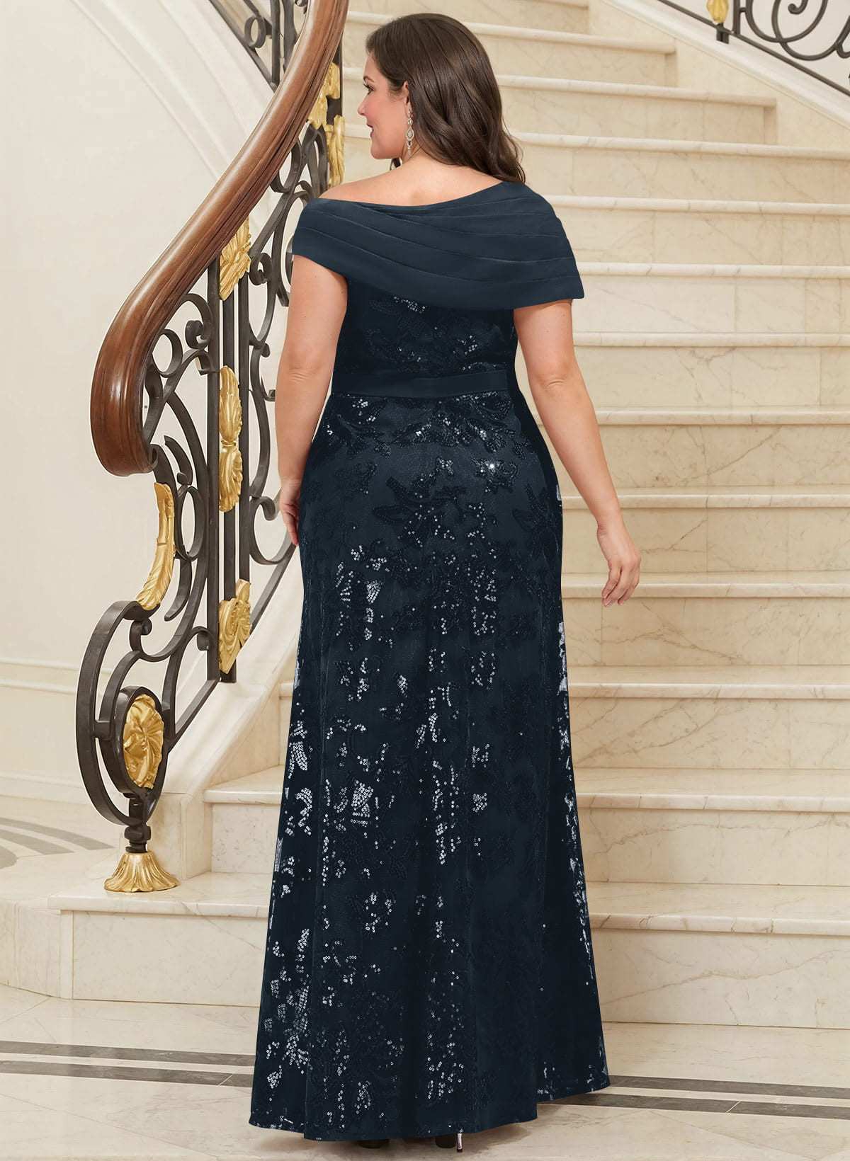 Bedazzled Asymmetrical Wrap Off Shoulder Mother Of The Bride Dresses With Floral Skirt