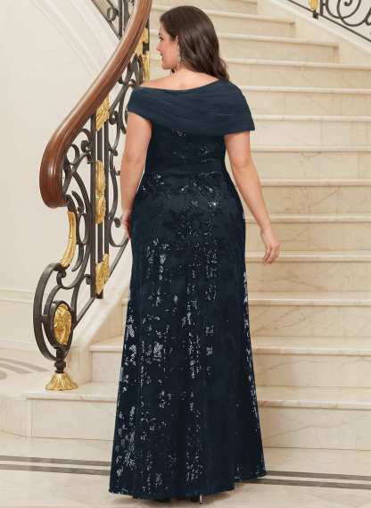 Bedazzled Asymmetrical Wrap Off Shoulder Mother Of The Bride Dresses With Floral Skirt