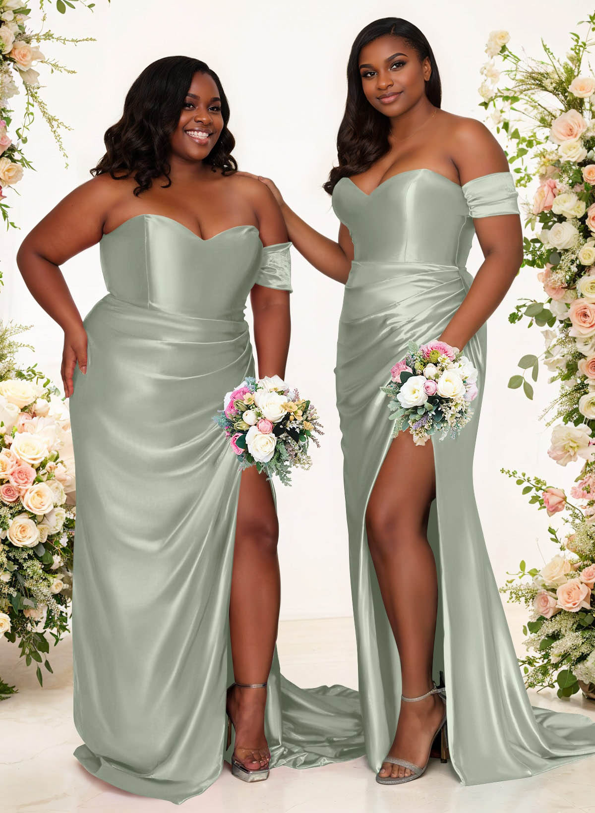 Sheath/Column One-Shoulder Silk Like Satin Bridesmaid Dresses With Split Front