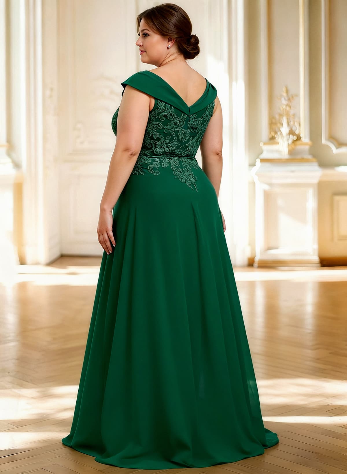 A-Line Off-The-Shoulder Floor-Length Mother of the Bride Dresses, product image 2