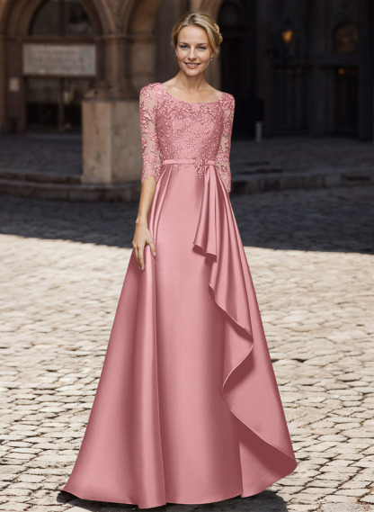 Satin Mother Of The Bride Dresses With Ruffle/Appliques Lace