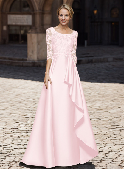 Satin Mother Of The Bride Dresses With Ruffle/Appliques Lace