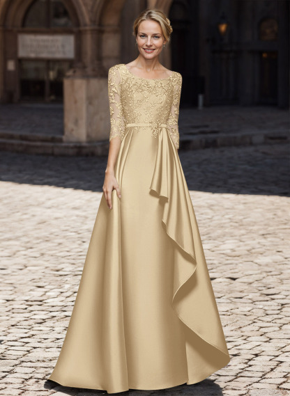 Satin Mother Of The Bride Dresses With Ruffle/Appliques Lace