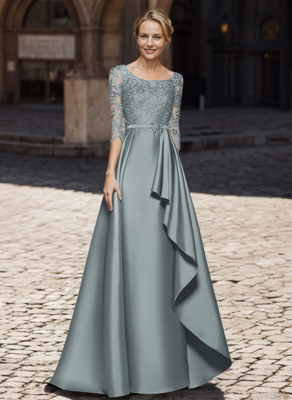 Satin Mother Of The Bride Dresses With Ruffle/Appliques Lace