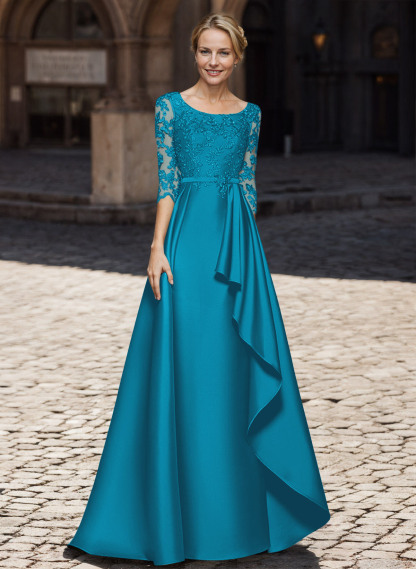 Satin Mother Of The Bride Dresses With Ruffle/Appliques Lace