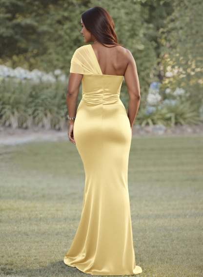 Simple Trumpet/Mermaid Sweetheart Floor-Length Charmeuse Bridesmaid Dresses With Beading