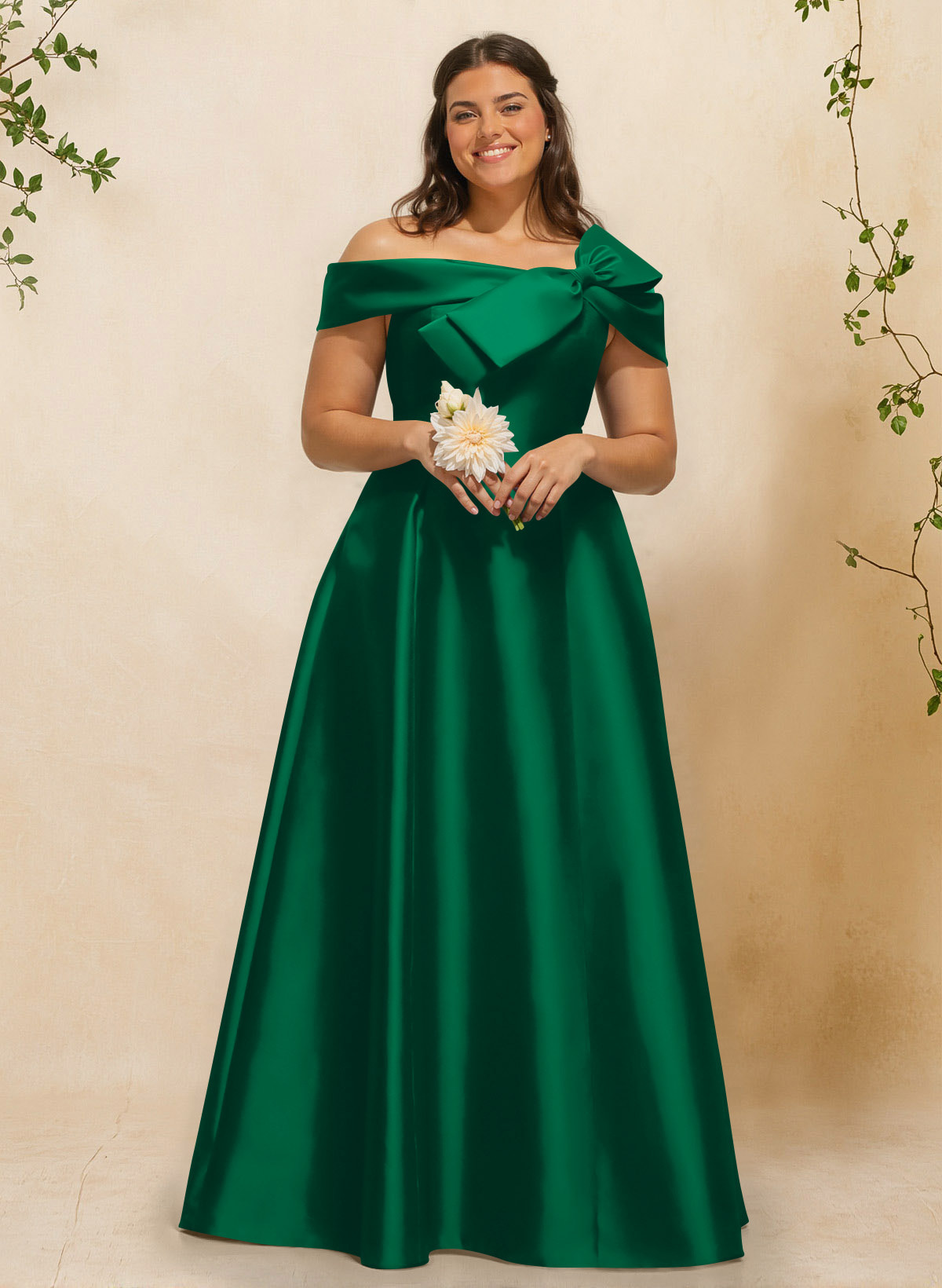 A-Line Off-The-Shoulder Sleeveless Floor-Length Satin Bridesmaid Dresses With Bow(s), product image 76