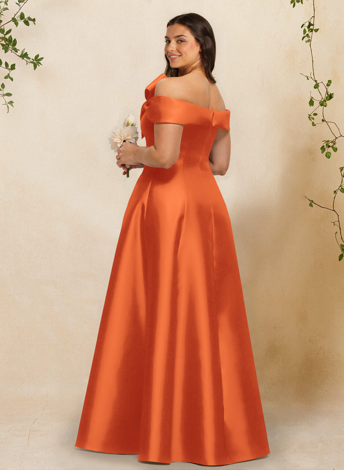 A-Line Off-The-Shoulder Sleeveless Floor-Length Satin Bridesmaid Dresses With Bow(s), product image 129