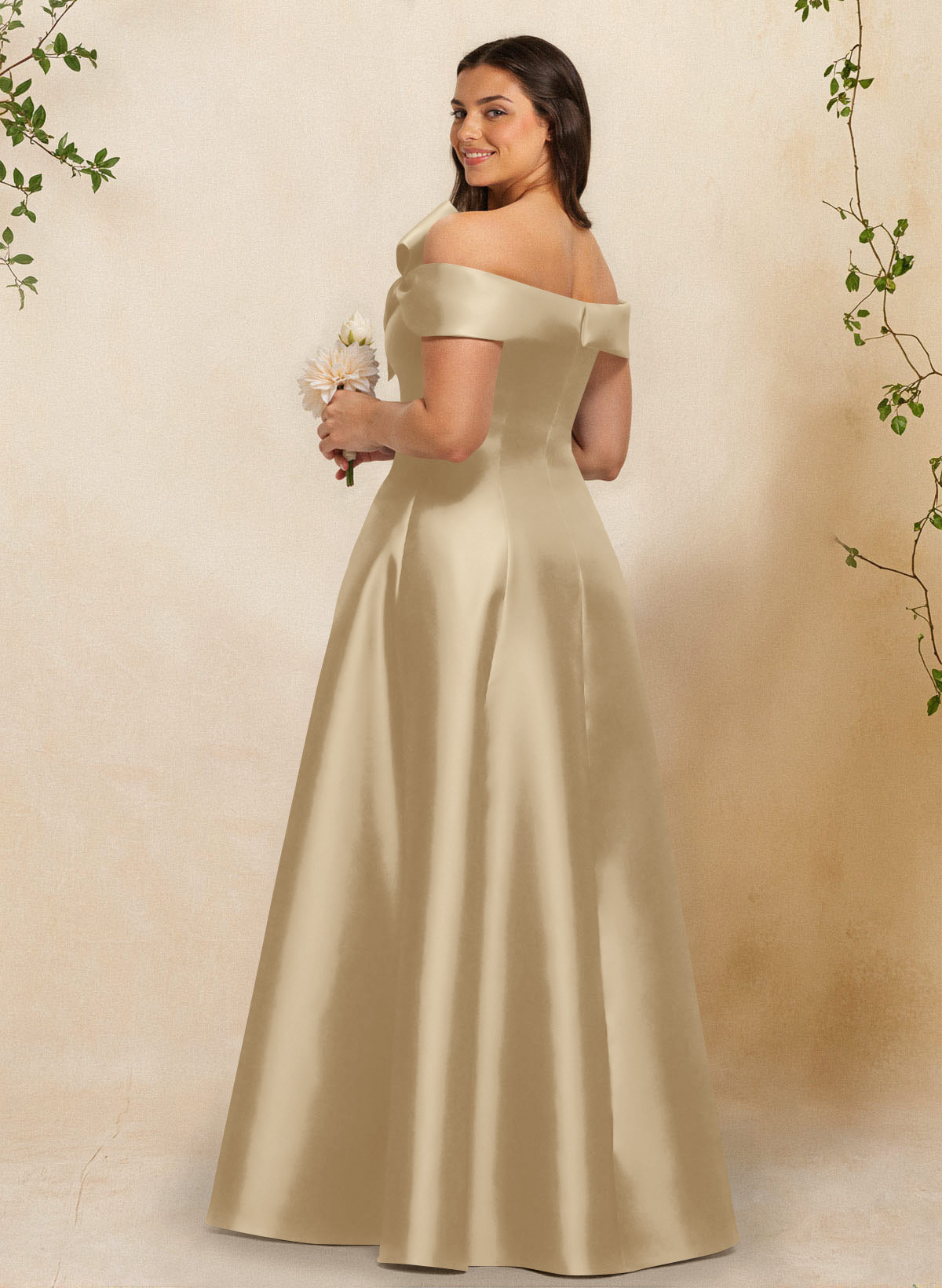 A-Line Off-The-Shoulder Sleeveless Floor-Length Satin Bridesmaid Dresses With Bow(s), product image 93