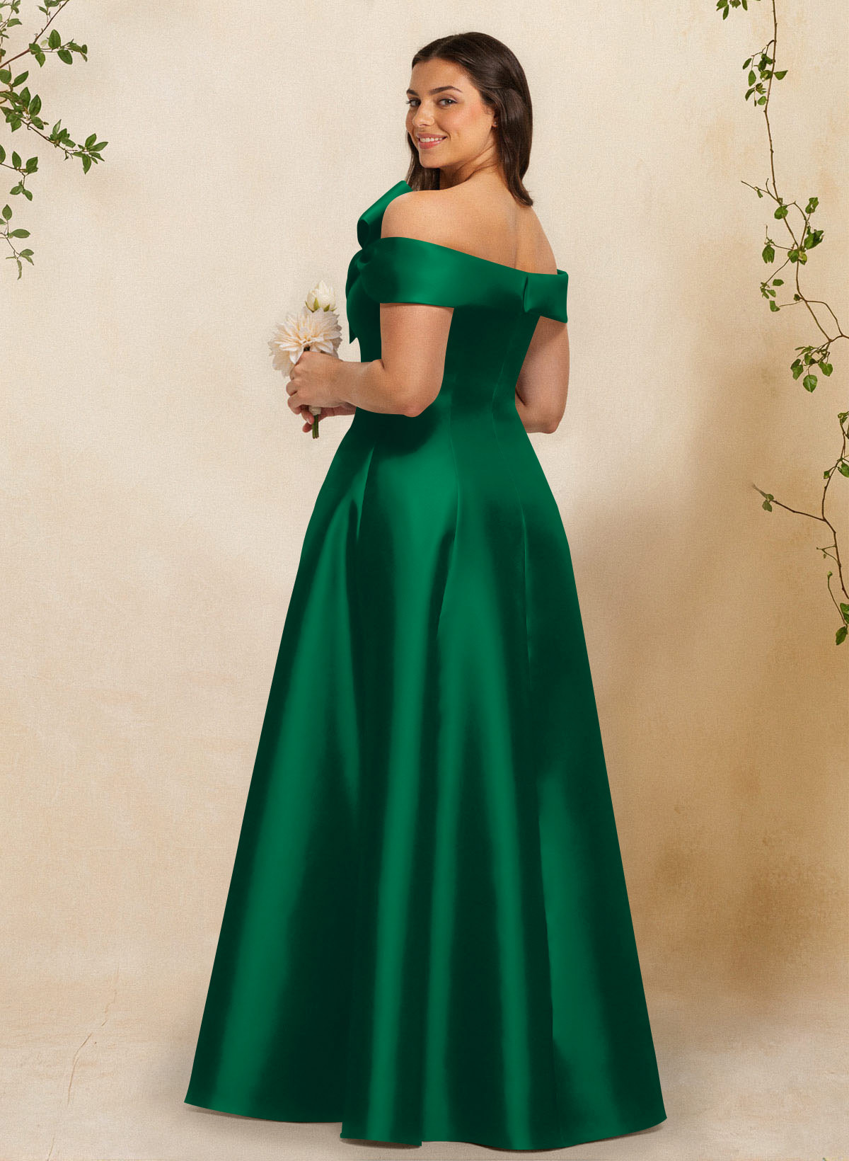 A-Line Off-The-Shoulder Sleeveless Floor-Length Satin Bridesmaid Dresses With Bow(s), product image 77